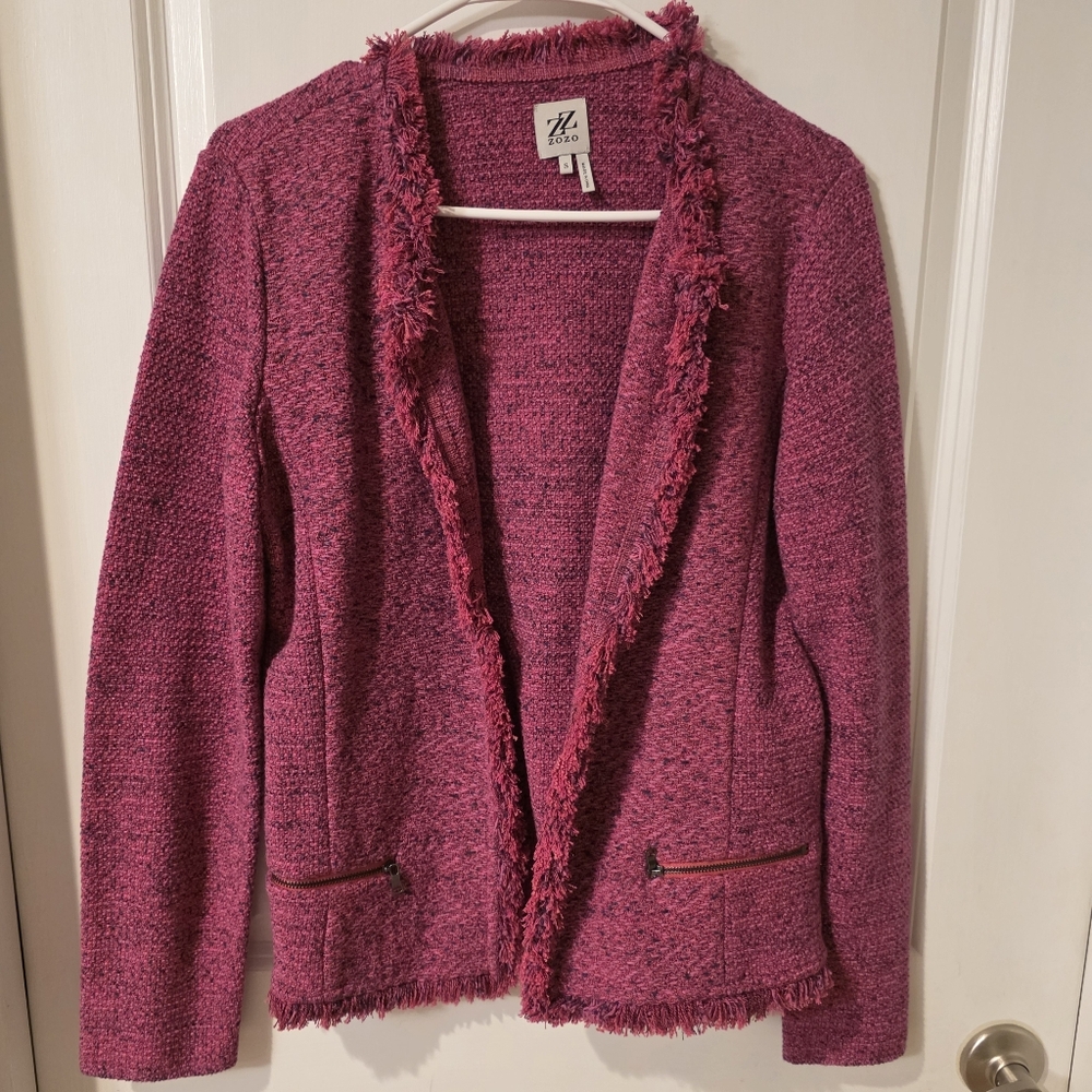 Zozo Pink Tweed Blazer Cardigan Size Small